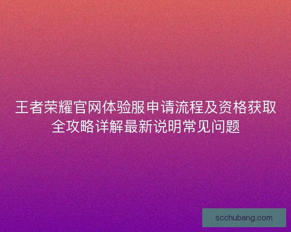 王者荣耀官网体验服申请流程及资格获取全攻略详解最新说明常见问题